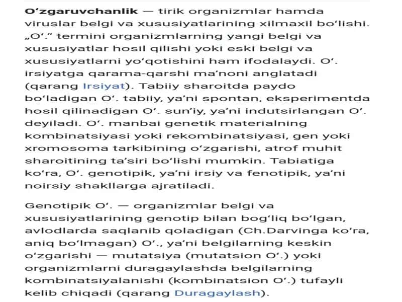 O'zgaruvchanlik va uning shakllari 2