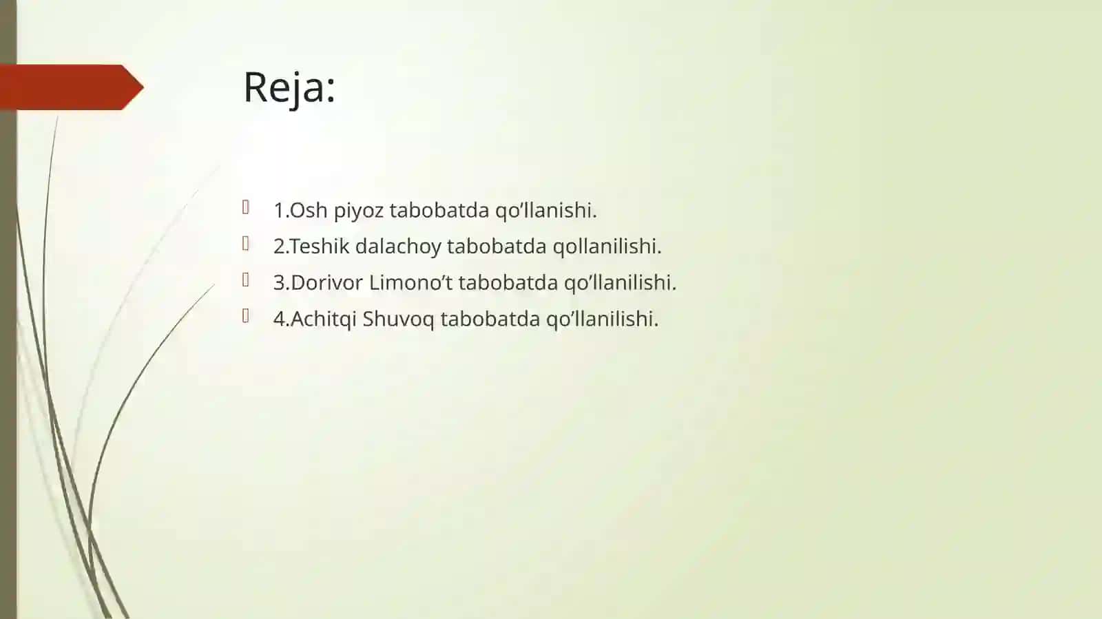 OSH PIYOZ TABOBATDA QO’LLANISHI 2
