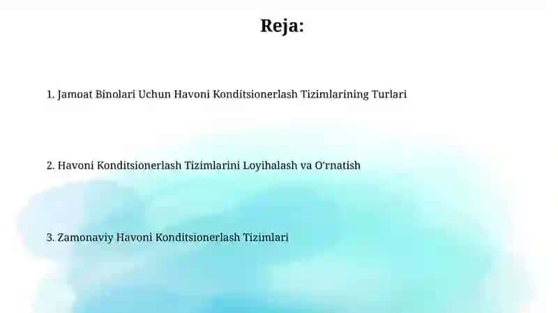 Zamonaviy Havoni Konditsionerlash Tizimlari 2