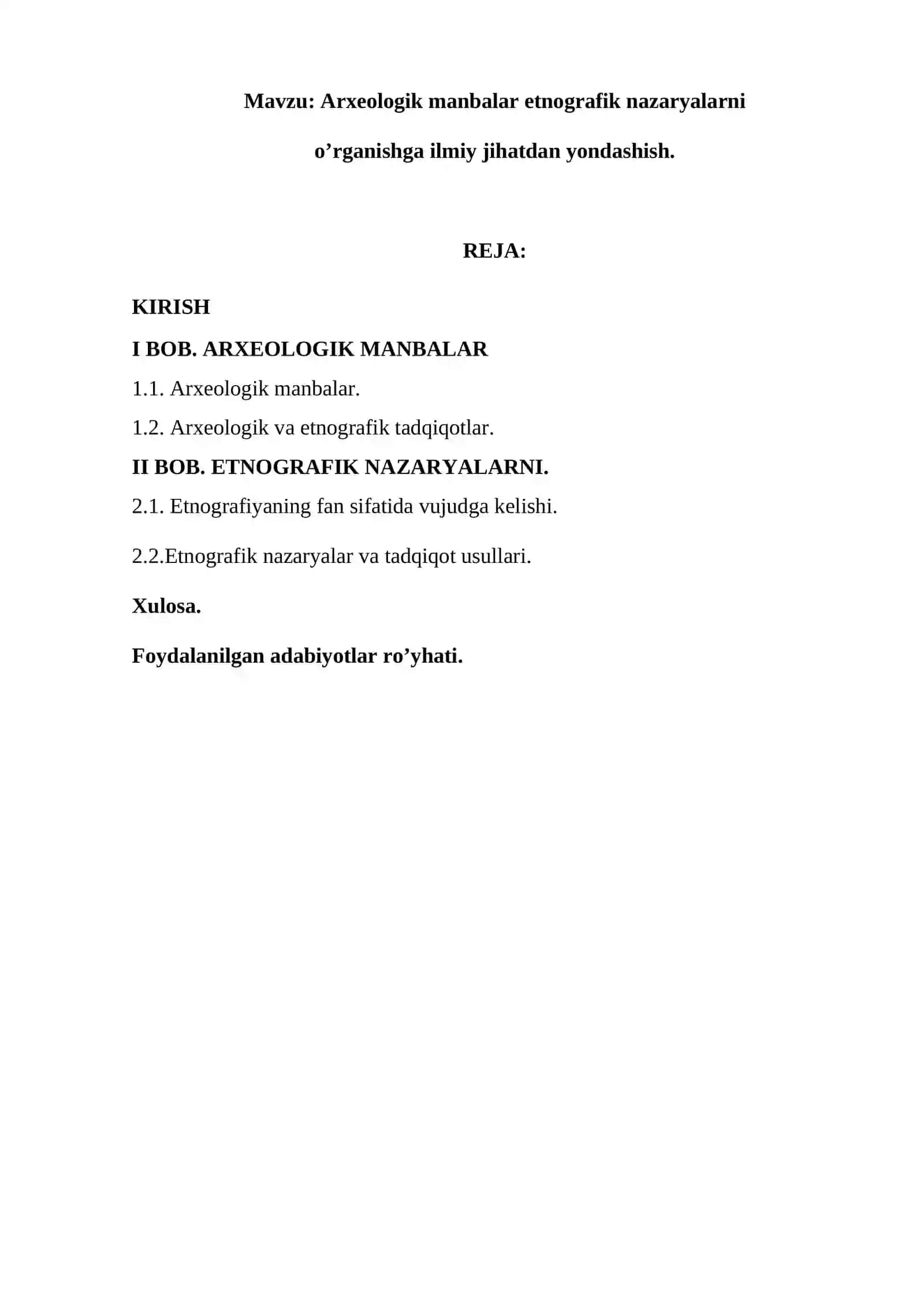 Etnoarxeologiya KURS ISHI 2