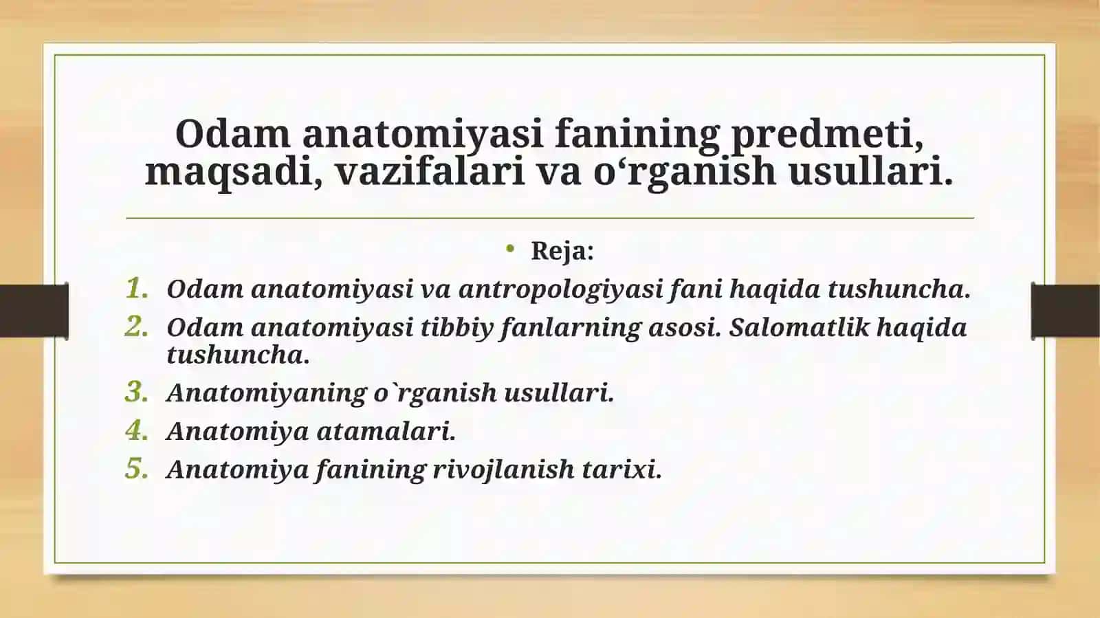 Odamanatomiya fanidan mustaqil ish 2