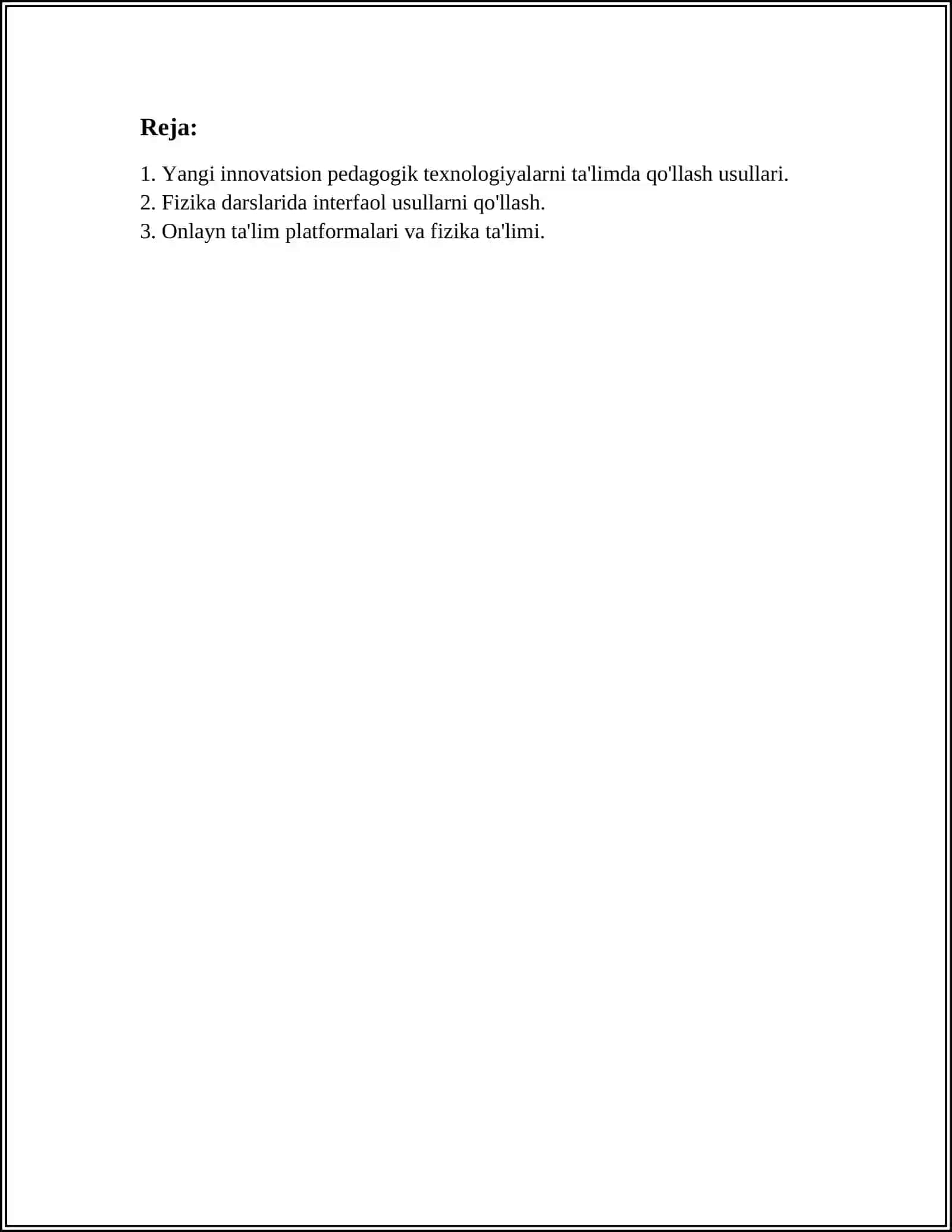 YANGI INNOVATSION PEDAGOGIK TEXNOLOGIYALAR VA FIZIK TA’LIMDA ULARDAN FOYDALANISH ISTIQBOLLARI 2