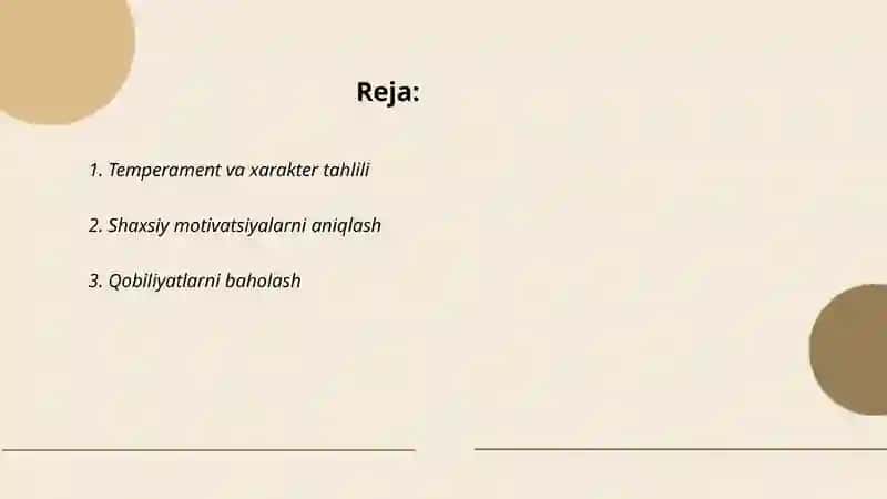 Shaxsiy xususiyatlarni o'lchash 2