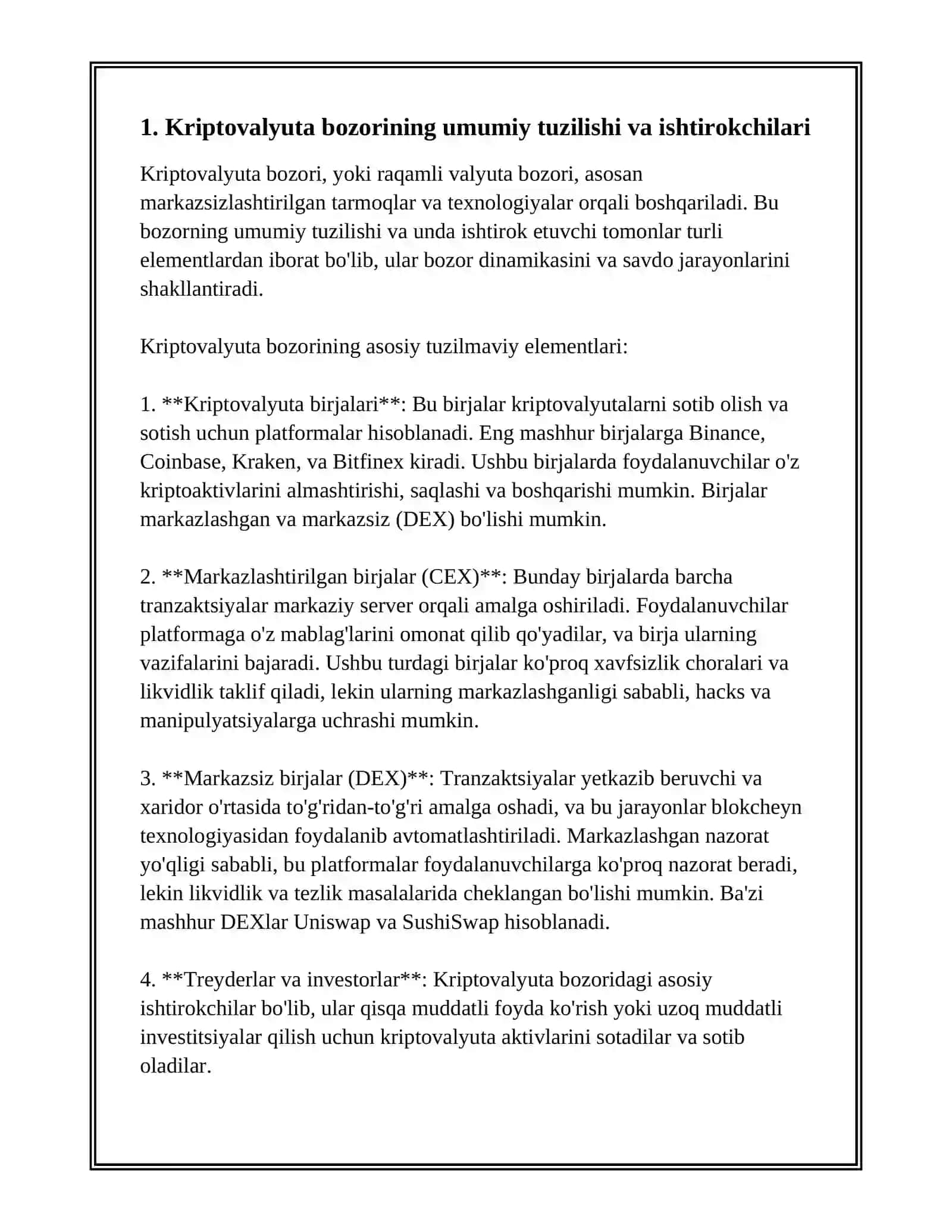Kriptovalyuta Savdo Jarayonlari va Bozor Dinamikasi 2