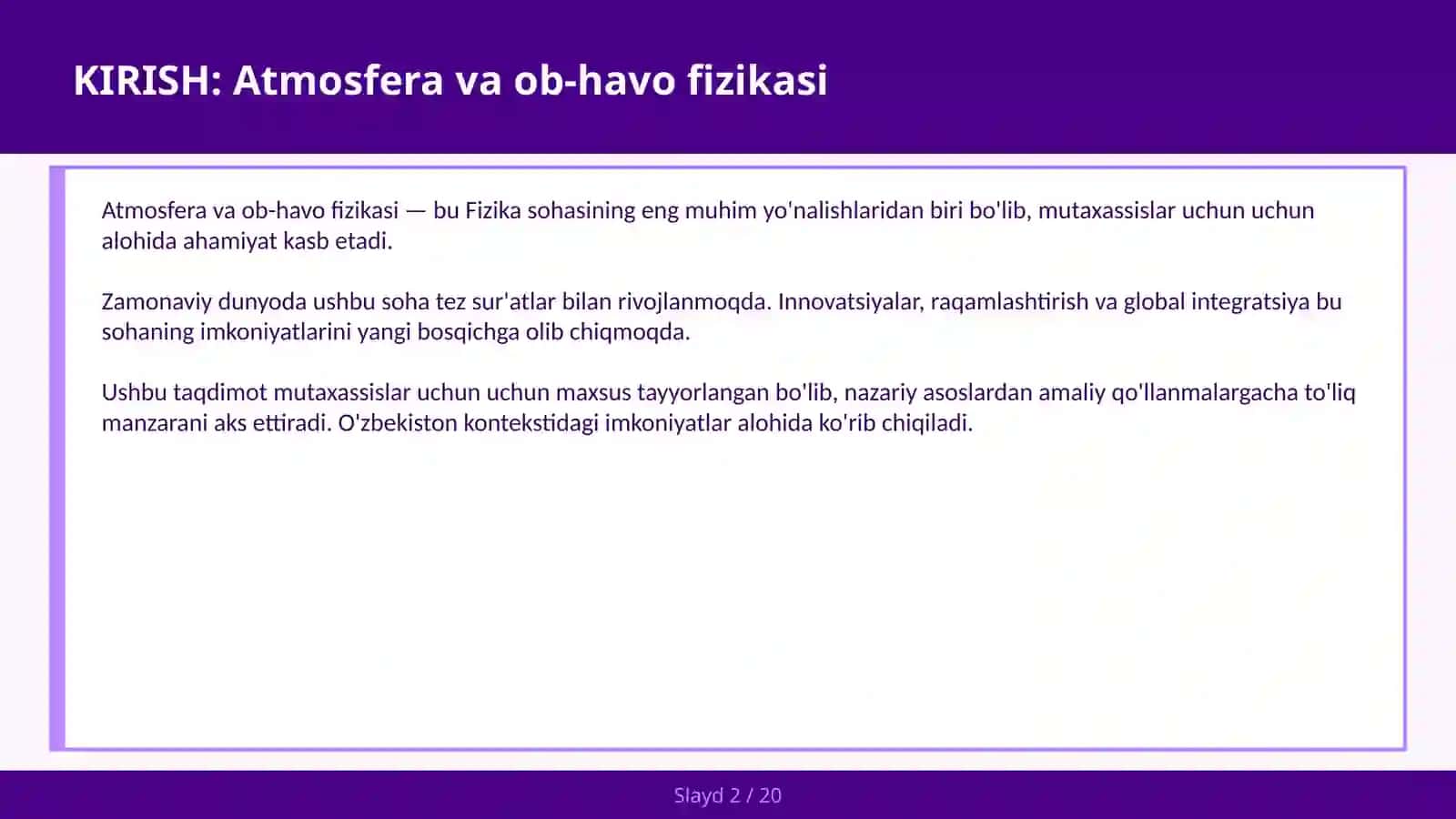 ATMOSFERA VA OB-HAVO FIZIKASI 2