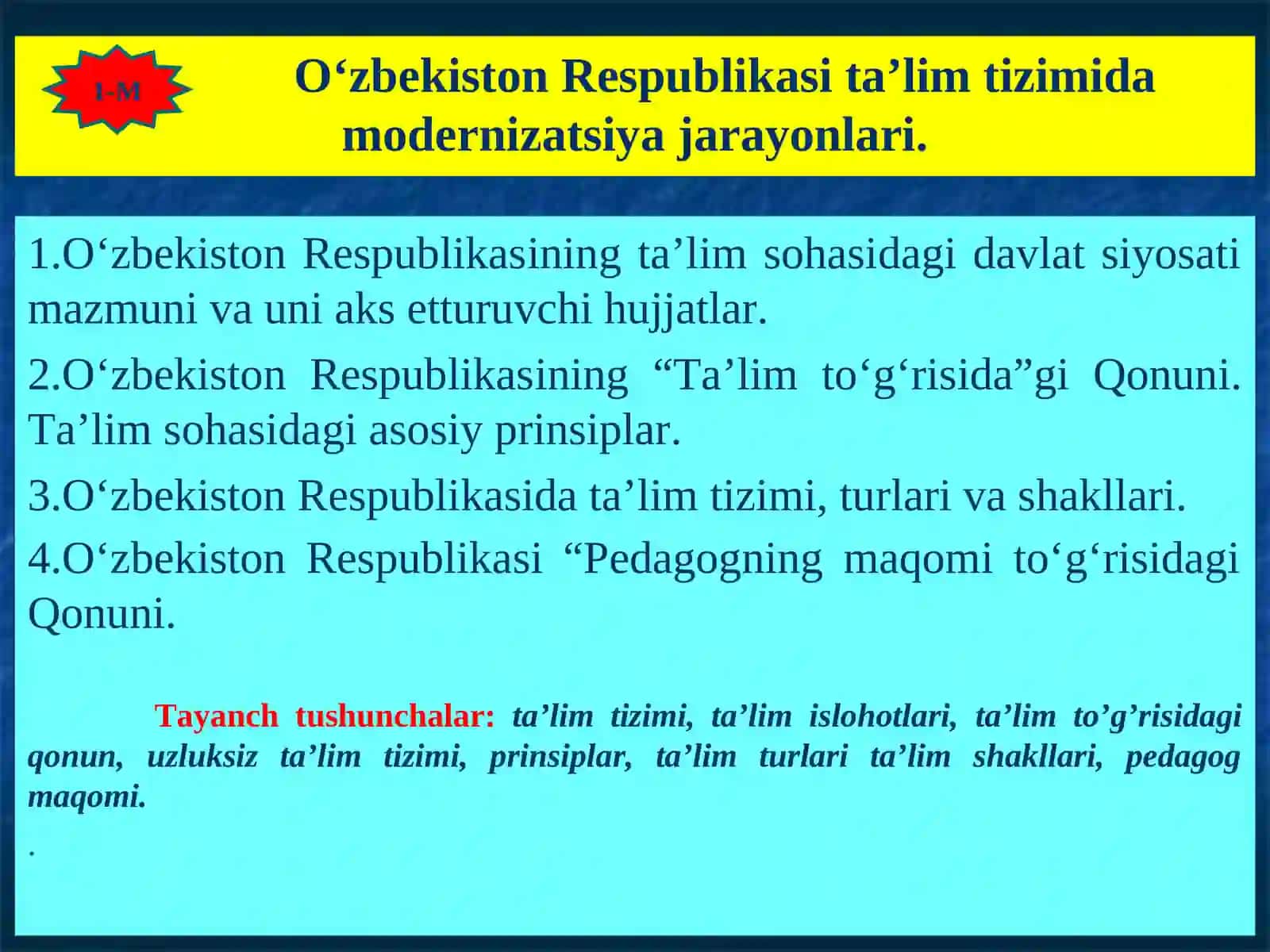 O‘zbekiston Respublikasi ta’lim tizimida modernizatsiya jarayonlari 2