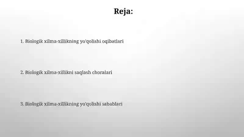 Biyalogik xilma xillikni qisqarishi 2