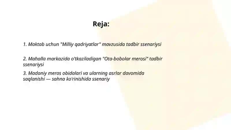 Manaviy merosimizni asrash va targib etish 2
