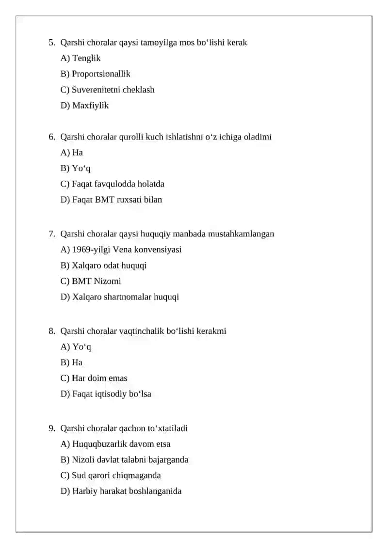 Xalqaro huquqda qarshi choralar 2