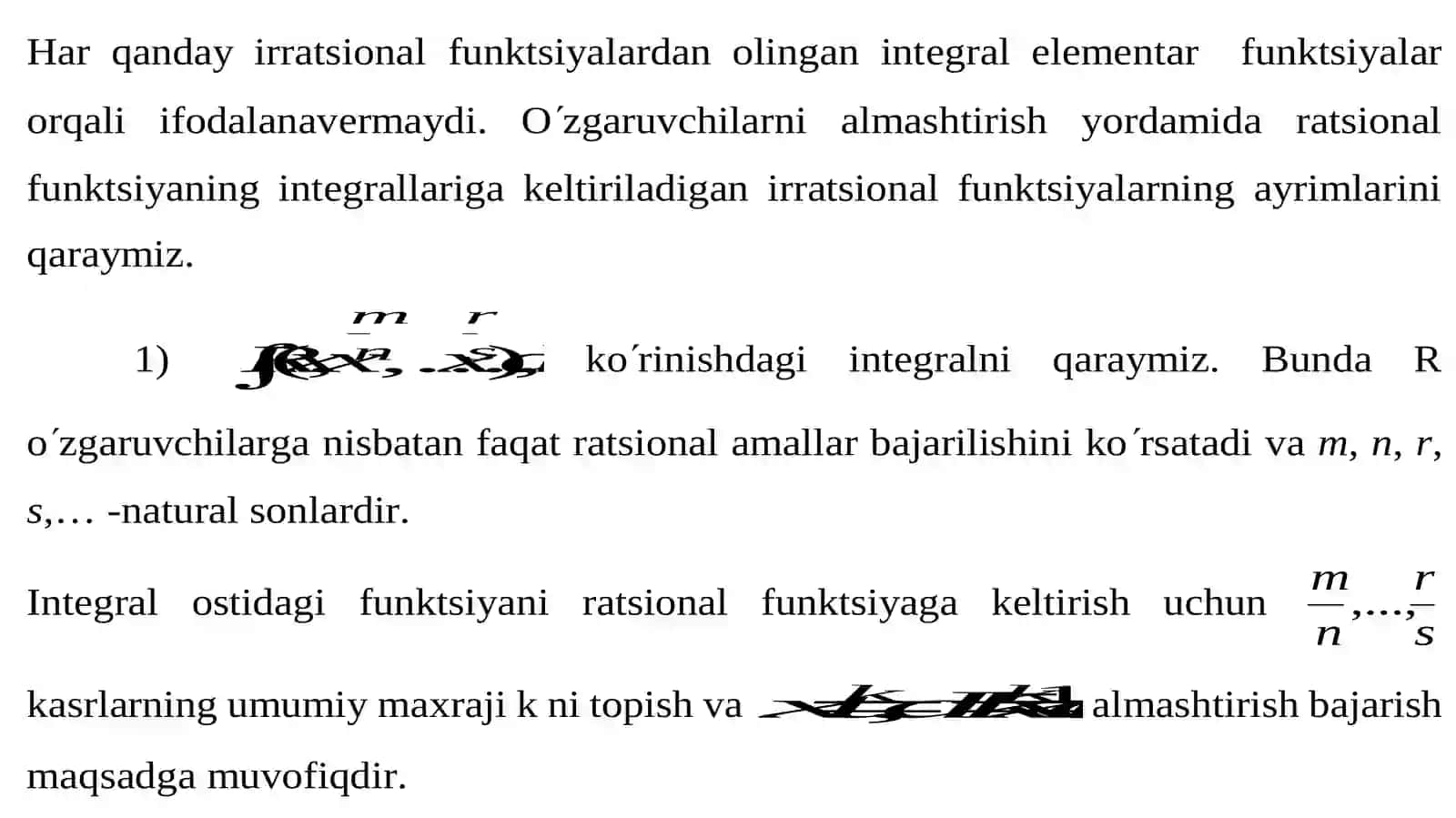 Irratsional va trigonometrik funksiyalarni integrallash 2