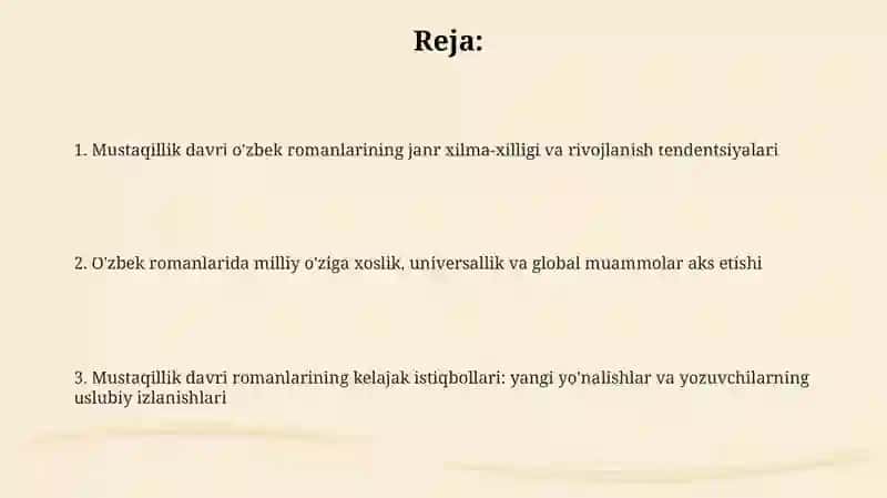 Mustaqillik davri o'zbek romanchiligining janriy o'ziga xosligi 2