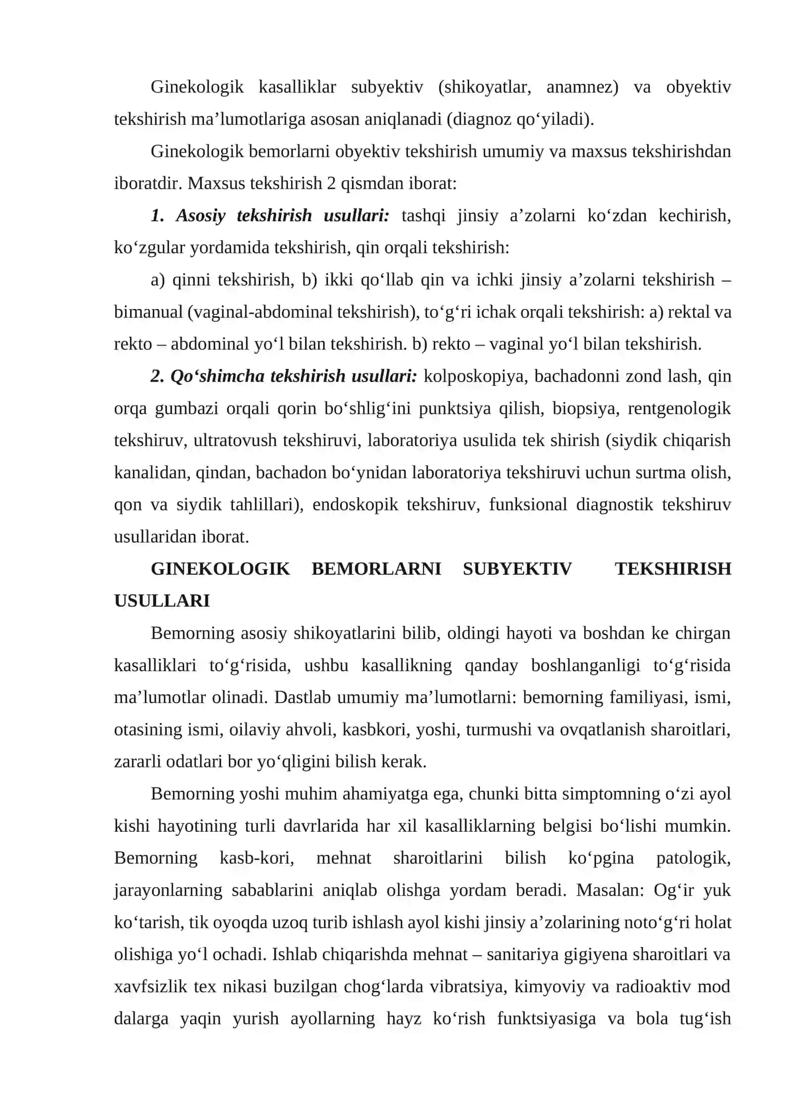 Ginekologik bemorlarni tekshirish usullari 2