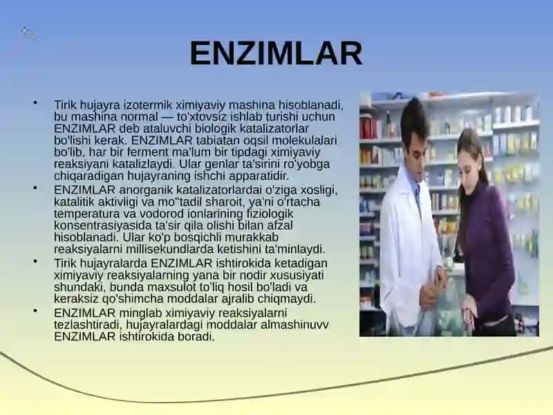 Enzimlar tuzilishi va ularning katalitik faolligi 2