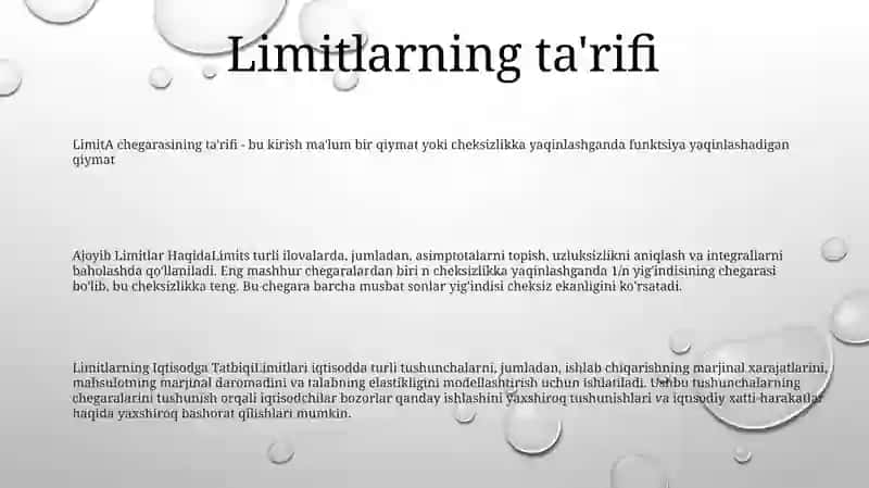 Ajoyib Limitlar Haqida 2