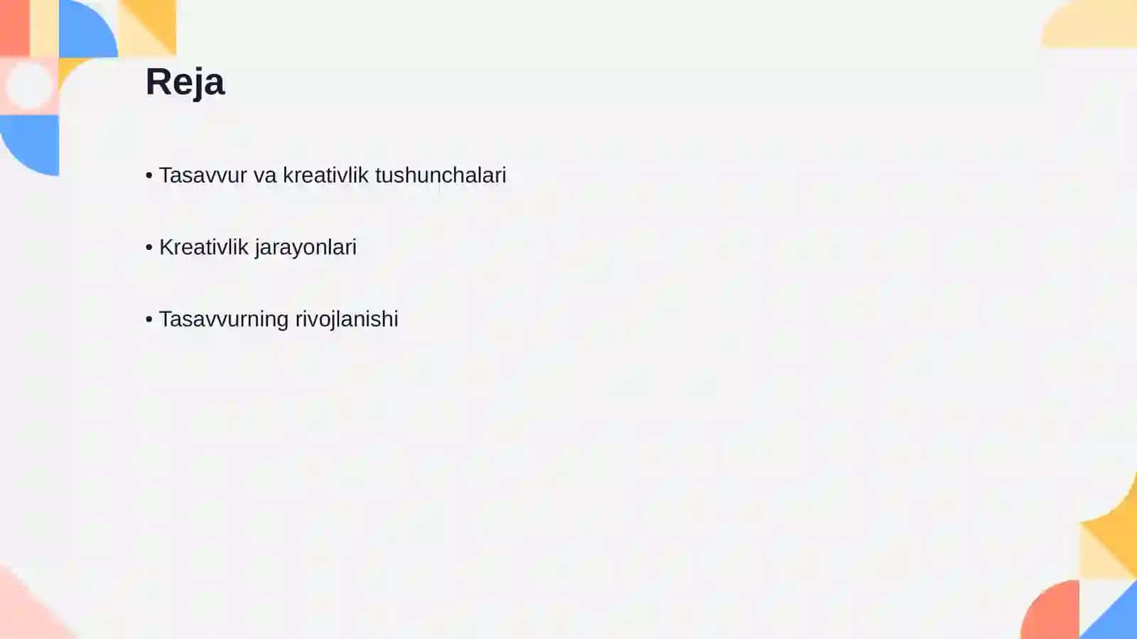 Tasavvur va kreativlik nazary asoslari 2