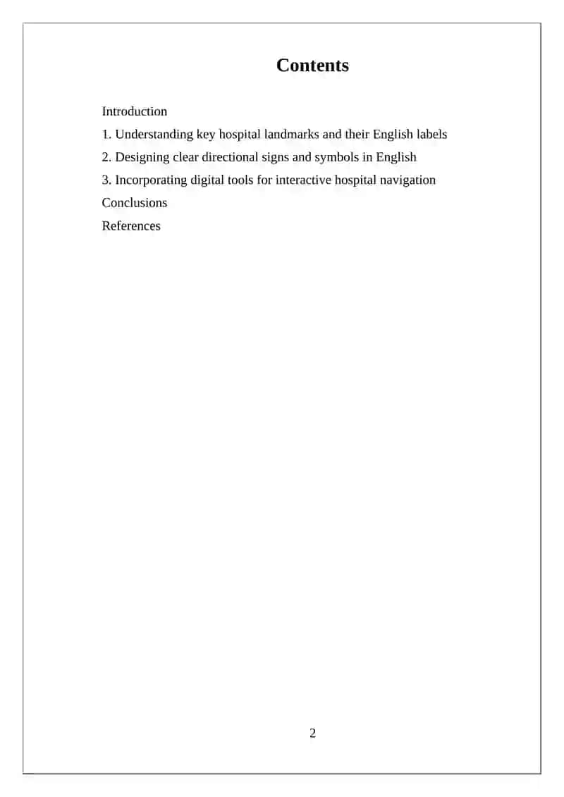 Independent Work: Create a Hospital Map with English Direction 2