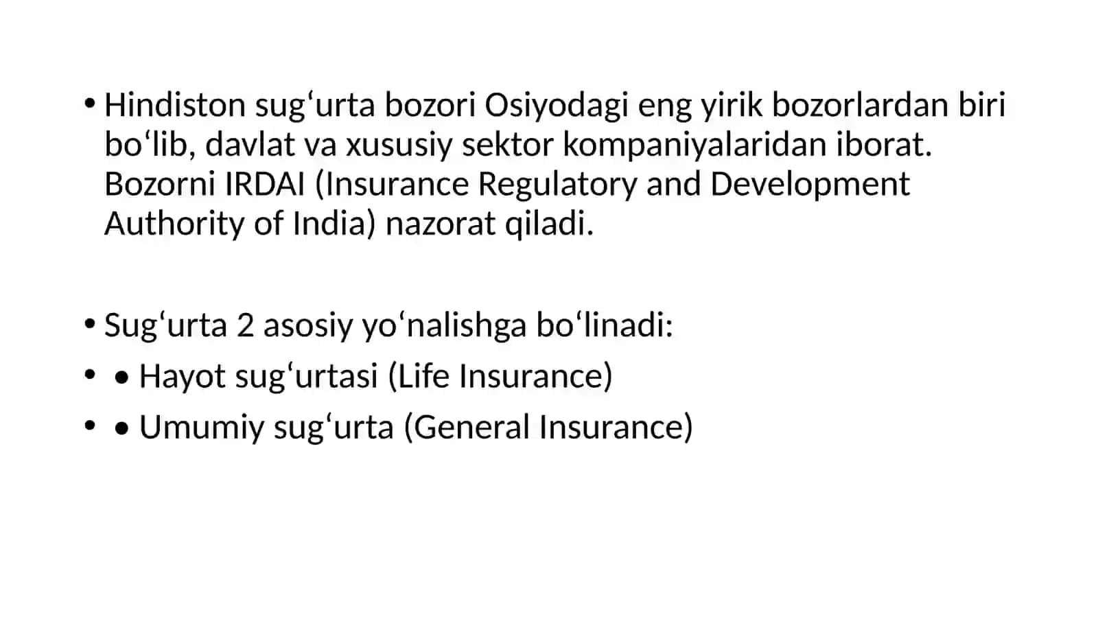 Hindistonda sug'urta bozori 2