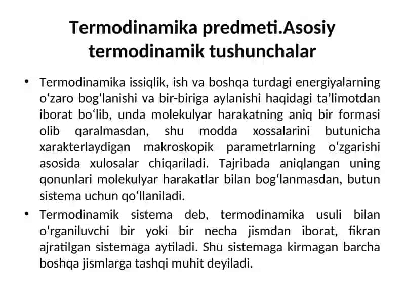 7-MA’RUZAT ЕRMОDINАMIKА АSОSLАRI 2
