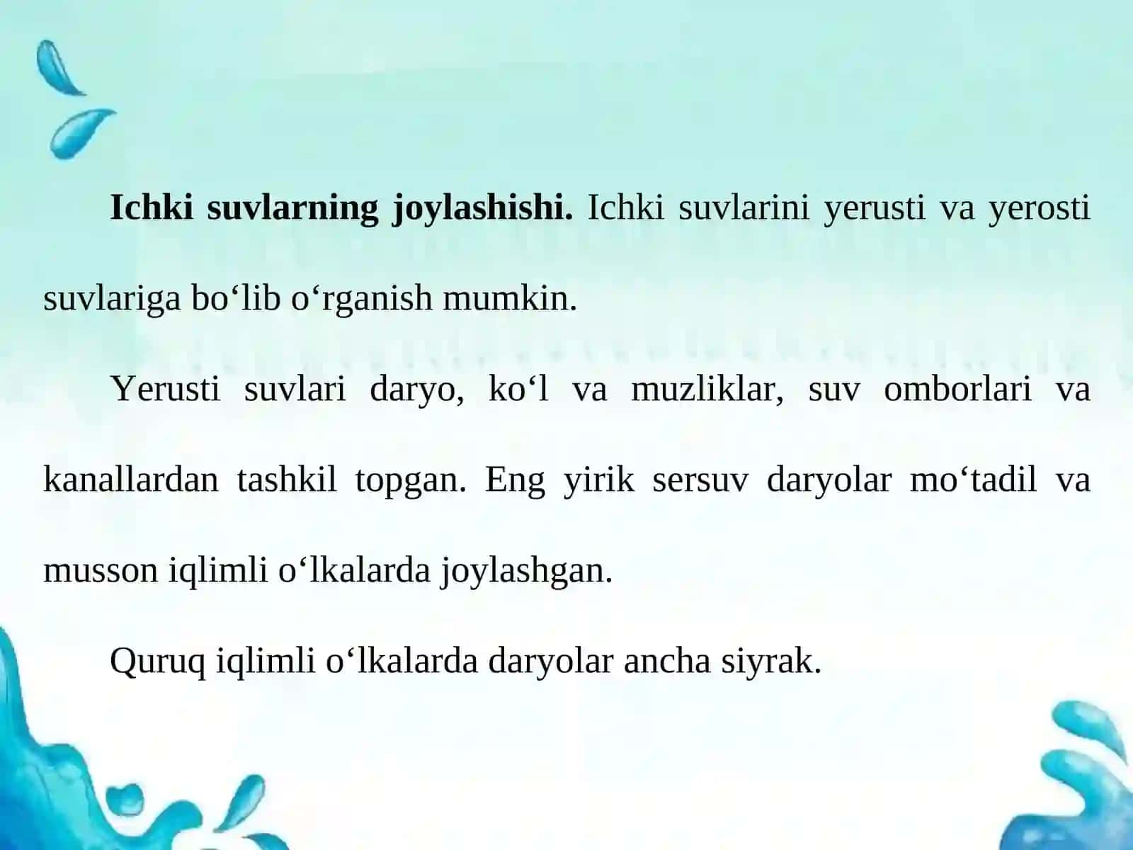 Ichki suvlari 2
