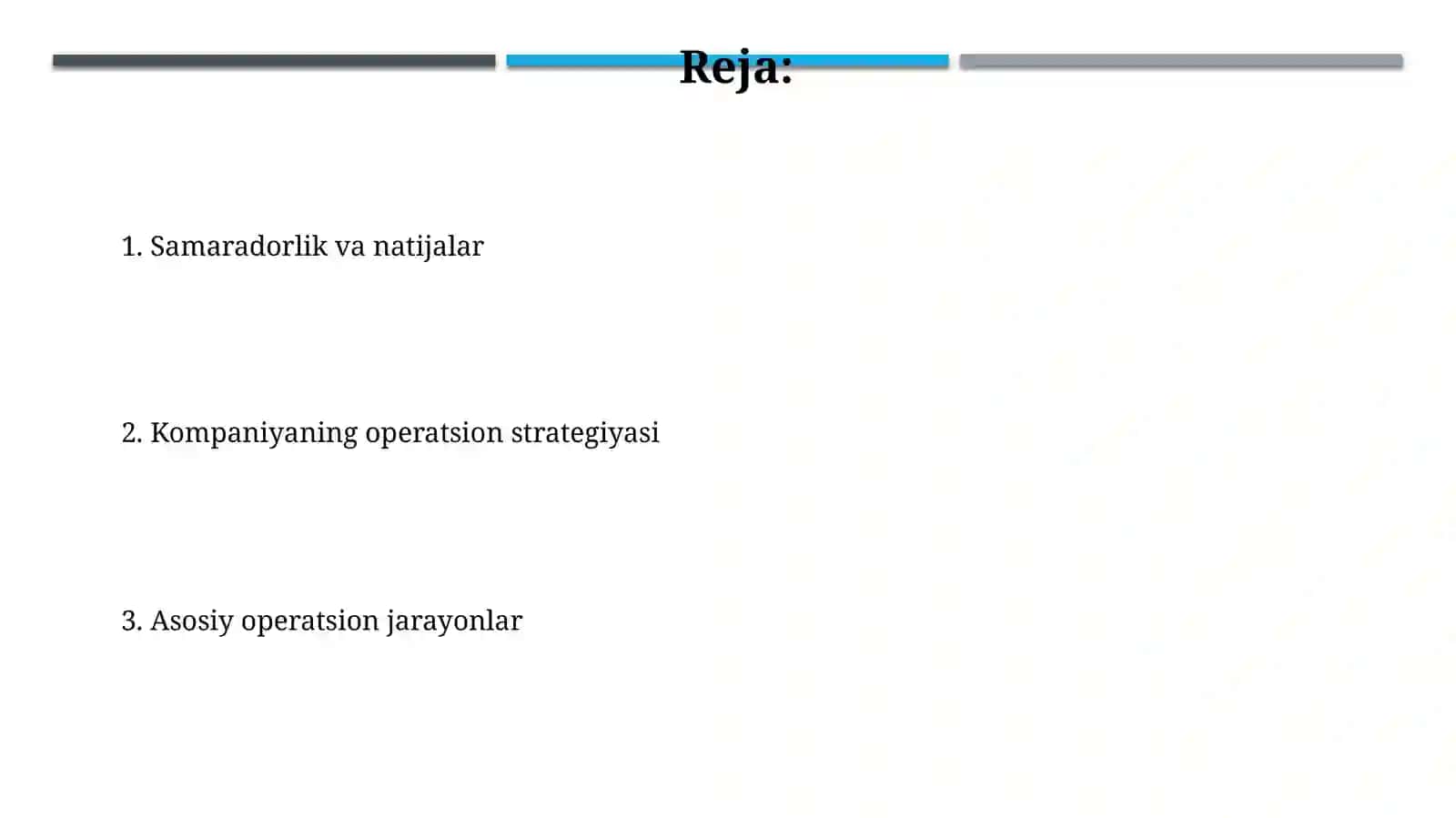 Kompaniyaning operatsion strategiyasi 2