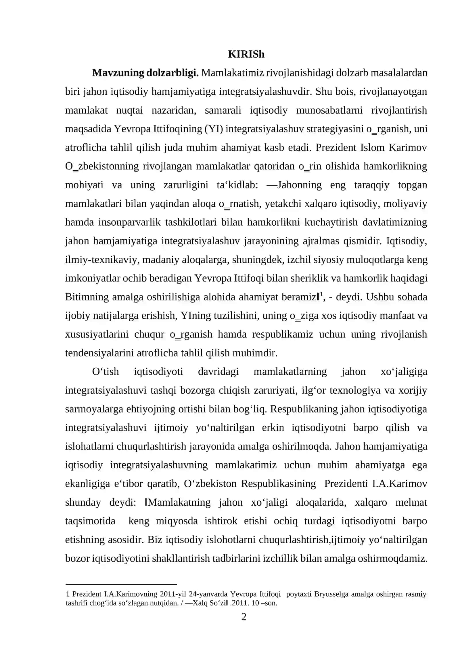 O'ZBEKISTON RESPUBLIKASINING TASHQI SAVDO SIYOSATI 2