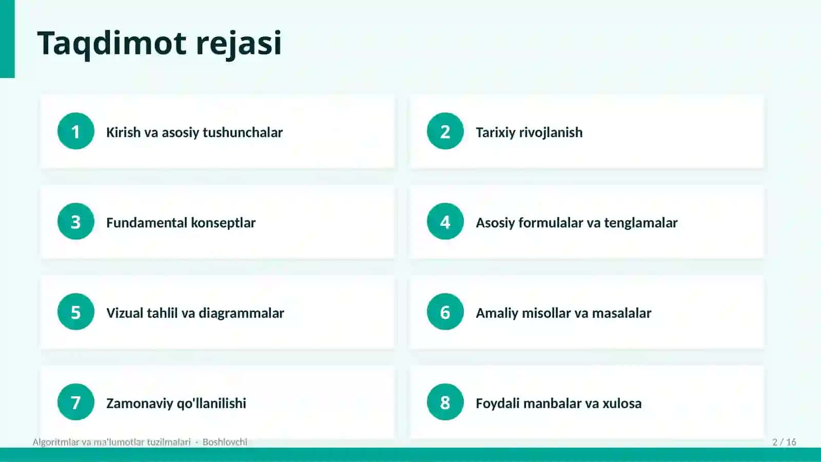 Algoritmlar va ma'lumotlar tuzilmalari 2