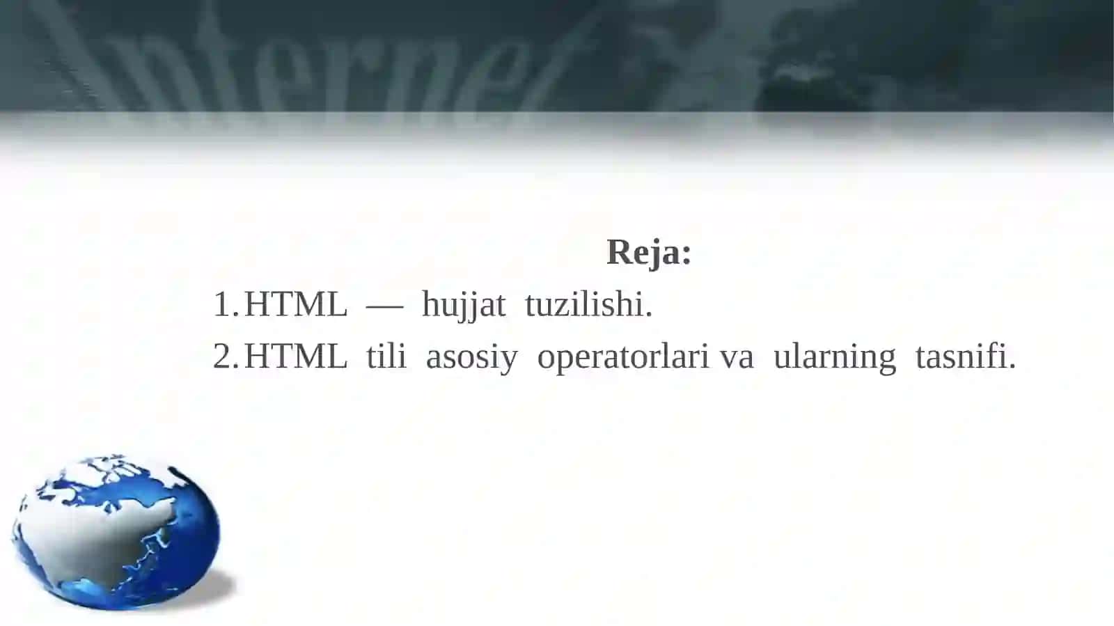HTML dasturlash tili. 2