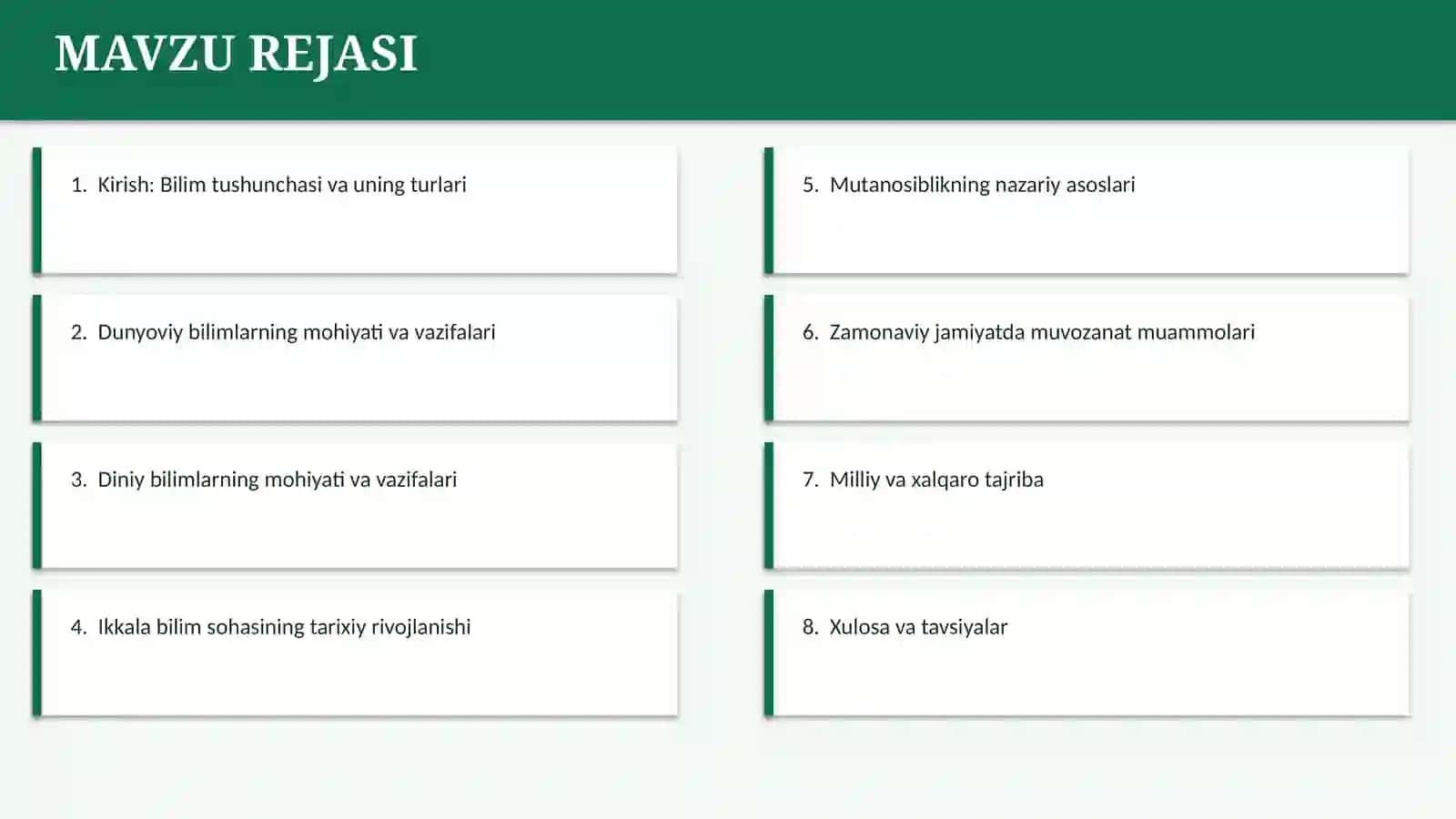 DUNYOVIY VA DINIY BILIMLAR MUTANOSIBLIGINI TA'MINLASHNING AHAMIYATI 2