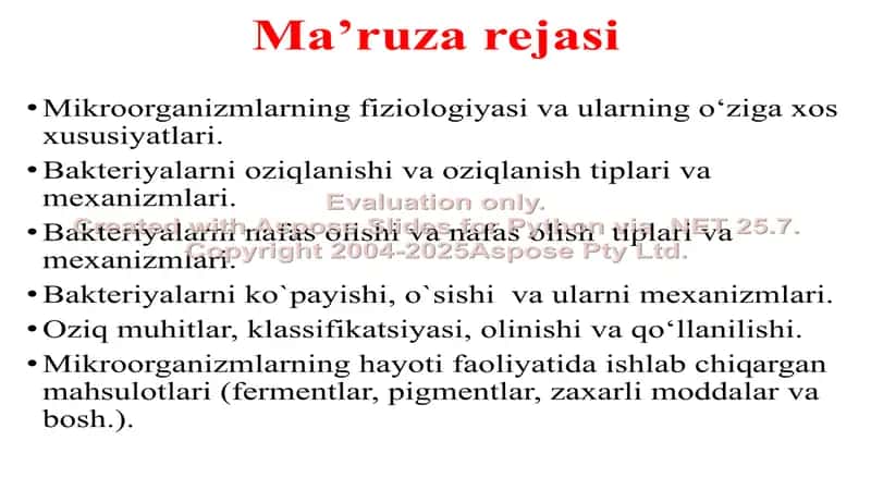 Bakteriyalar fiziologiyasi 2