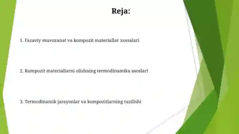 Kompozitsion materiallar olishning termodinamik asoslari 2