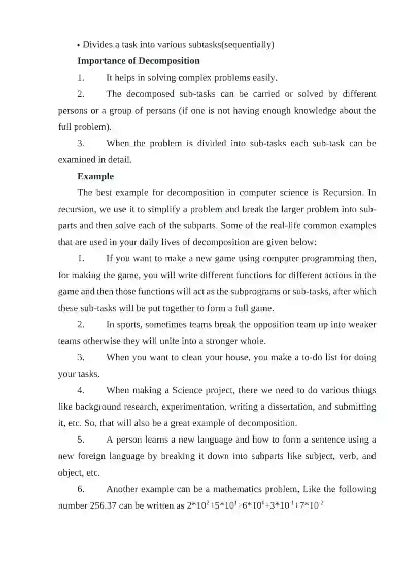 Methods of decomposition in algorithms 2