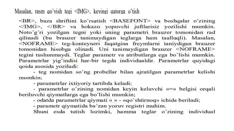 HTML gipermatnli hujjatni belgilash tiliga kirish 2