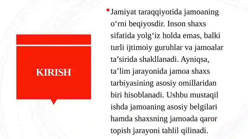 Jamoaning belgilari shaxsning jamoada qaror topishi 2