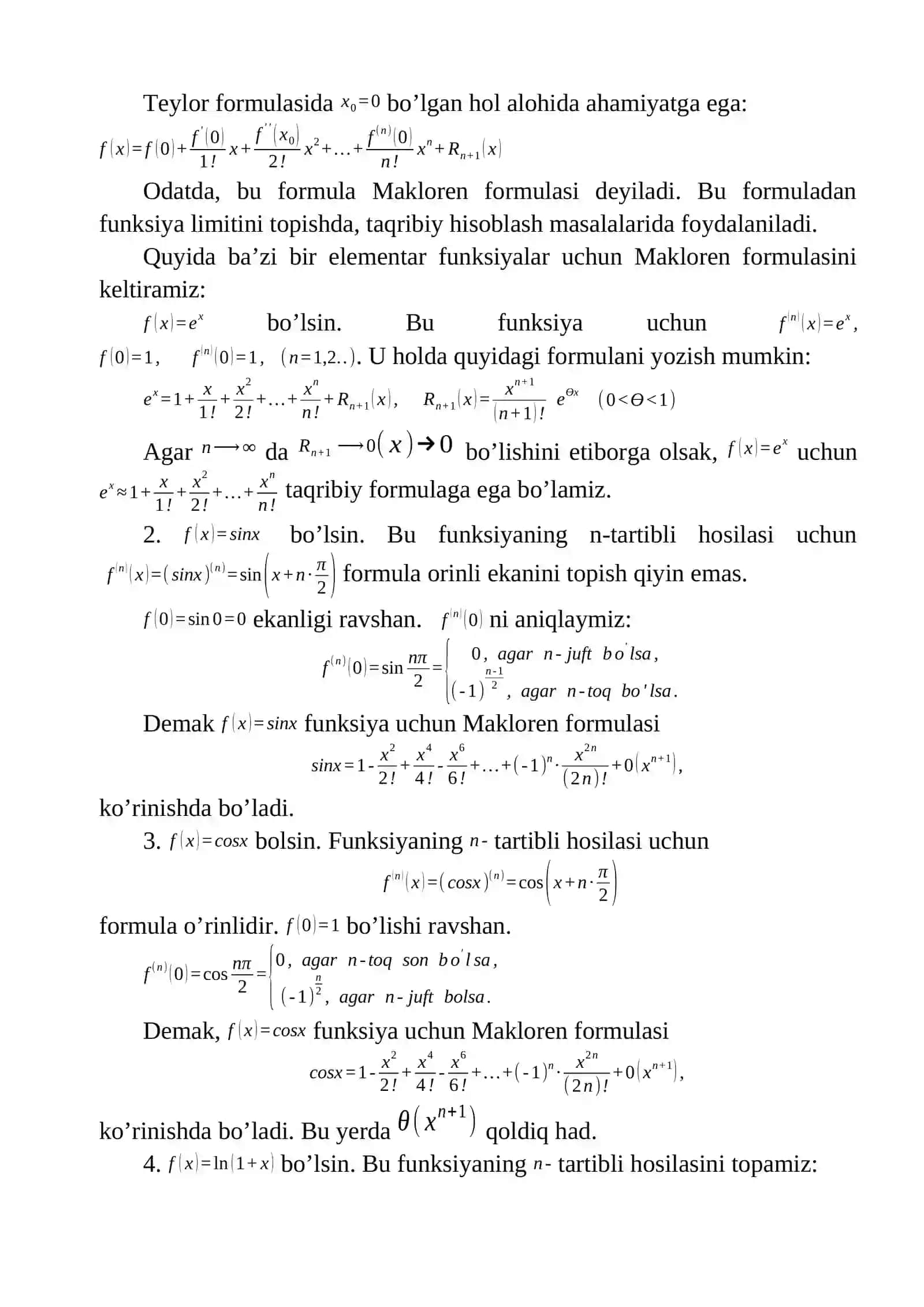 Differensial hisobning asosiy teoremalari. Teylor formulasi  Roll teoremasi. 2