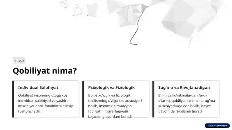 Qobiliyat va Istedod: Psixologiyadagi Asosiy Tushunchalar 2