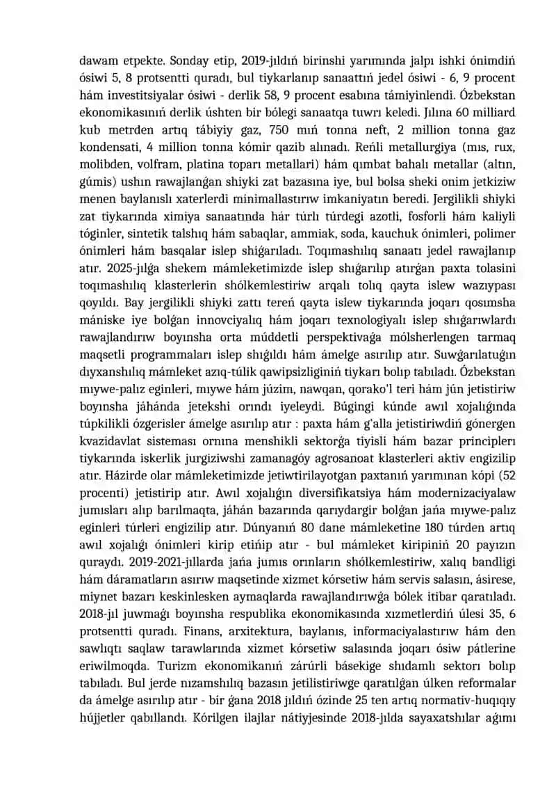 Ózbekstanda social tarawda ámelge asırılıp atırǵan ózgerislerdiń mazmun hám mánisi 2