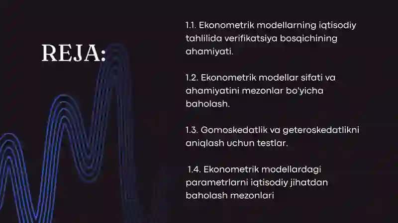 EKONOMETRIK MODELLARNI BAHOLASH 2