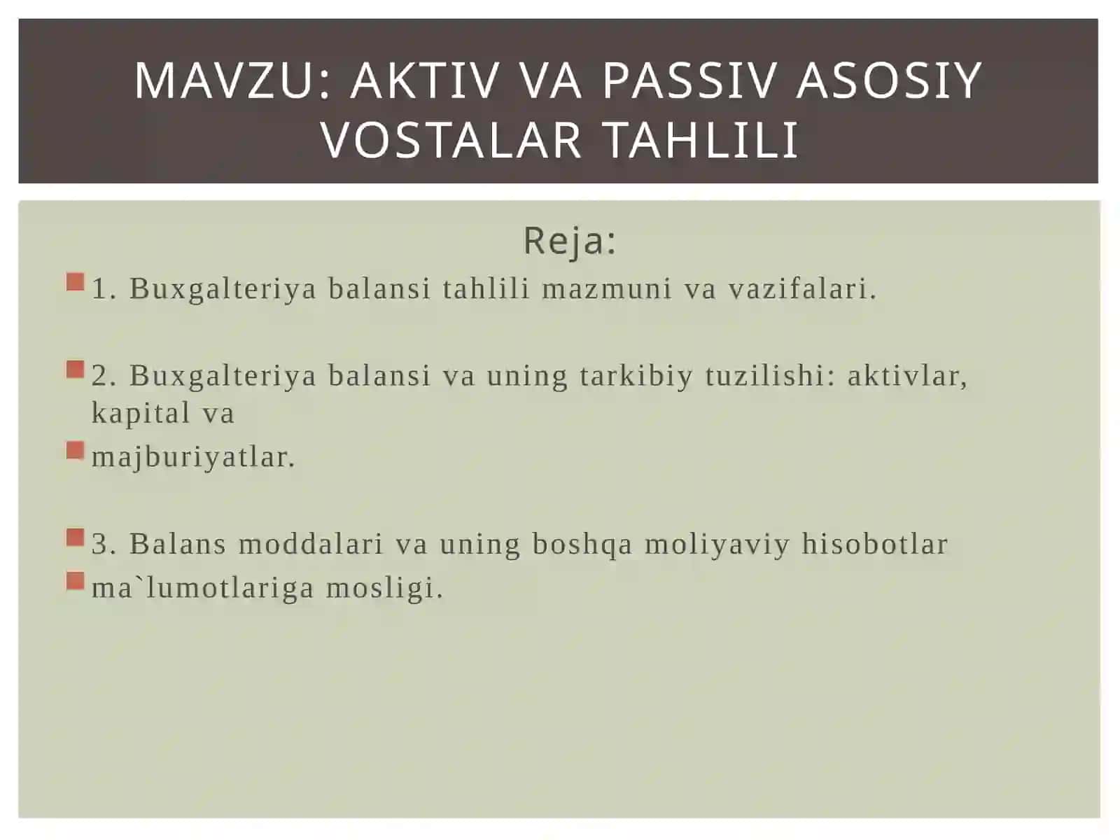 MOLIYAVIY HISOBOT TAHLILI FANI 2