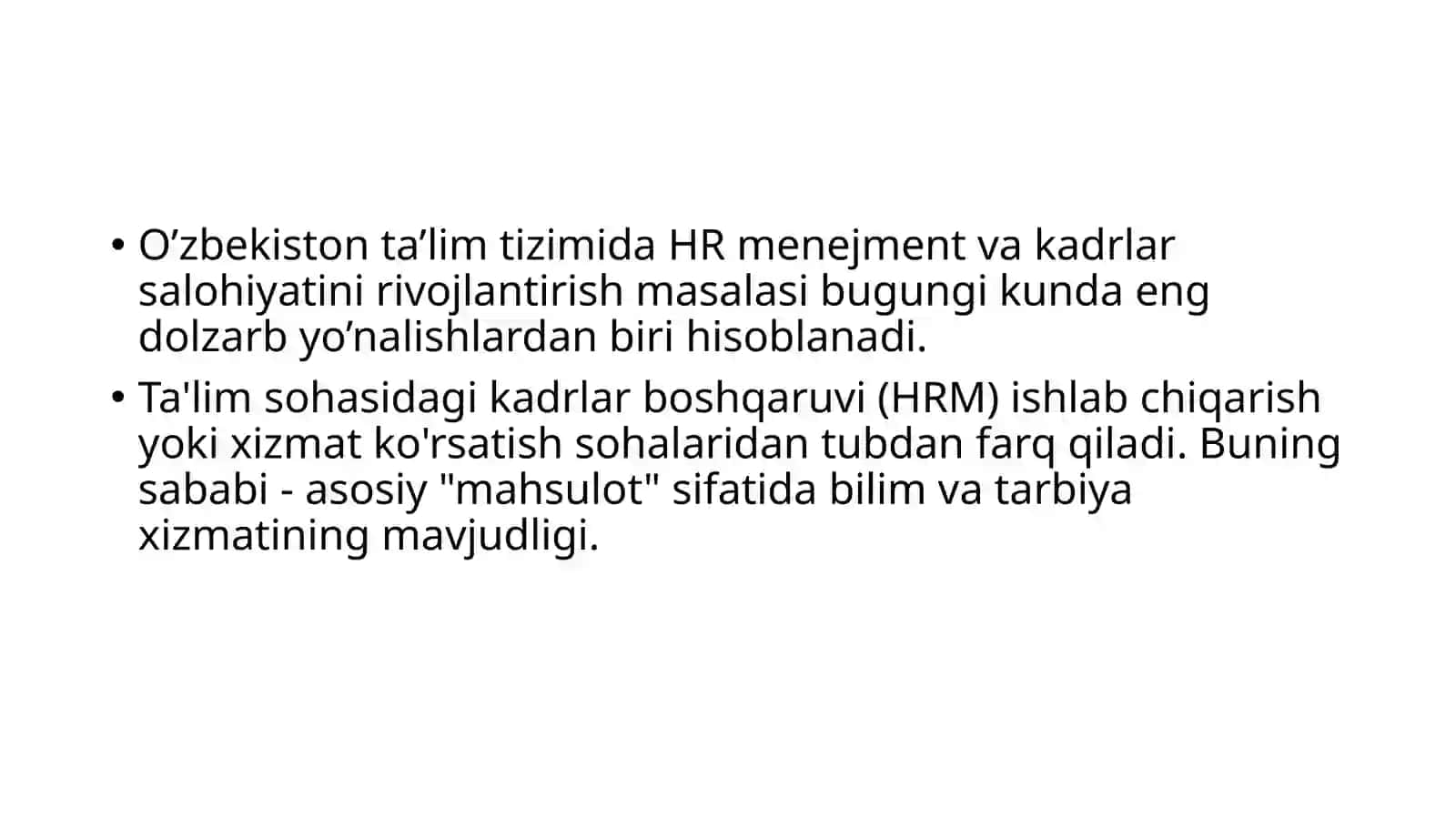 HR menejment va kadrlar salohiyati 2