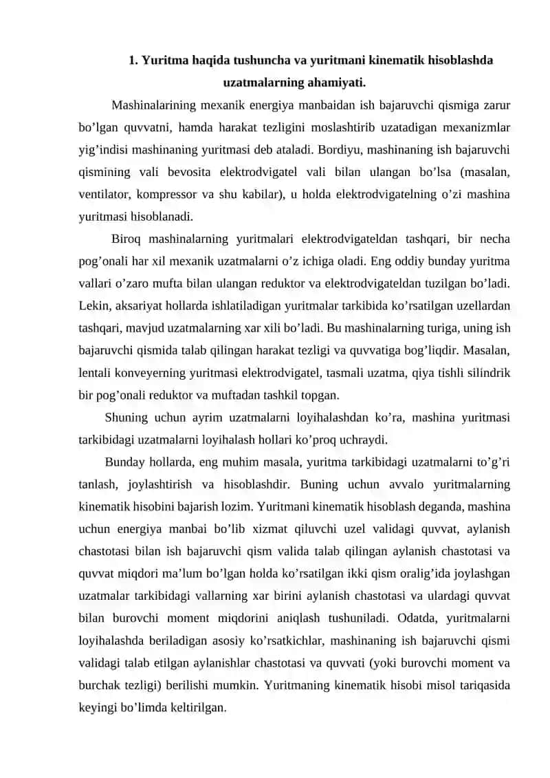 Mexanik yuritmaning kinematik hisobi 2