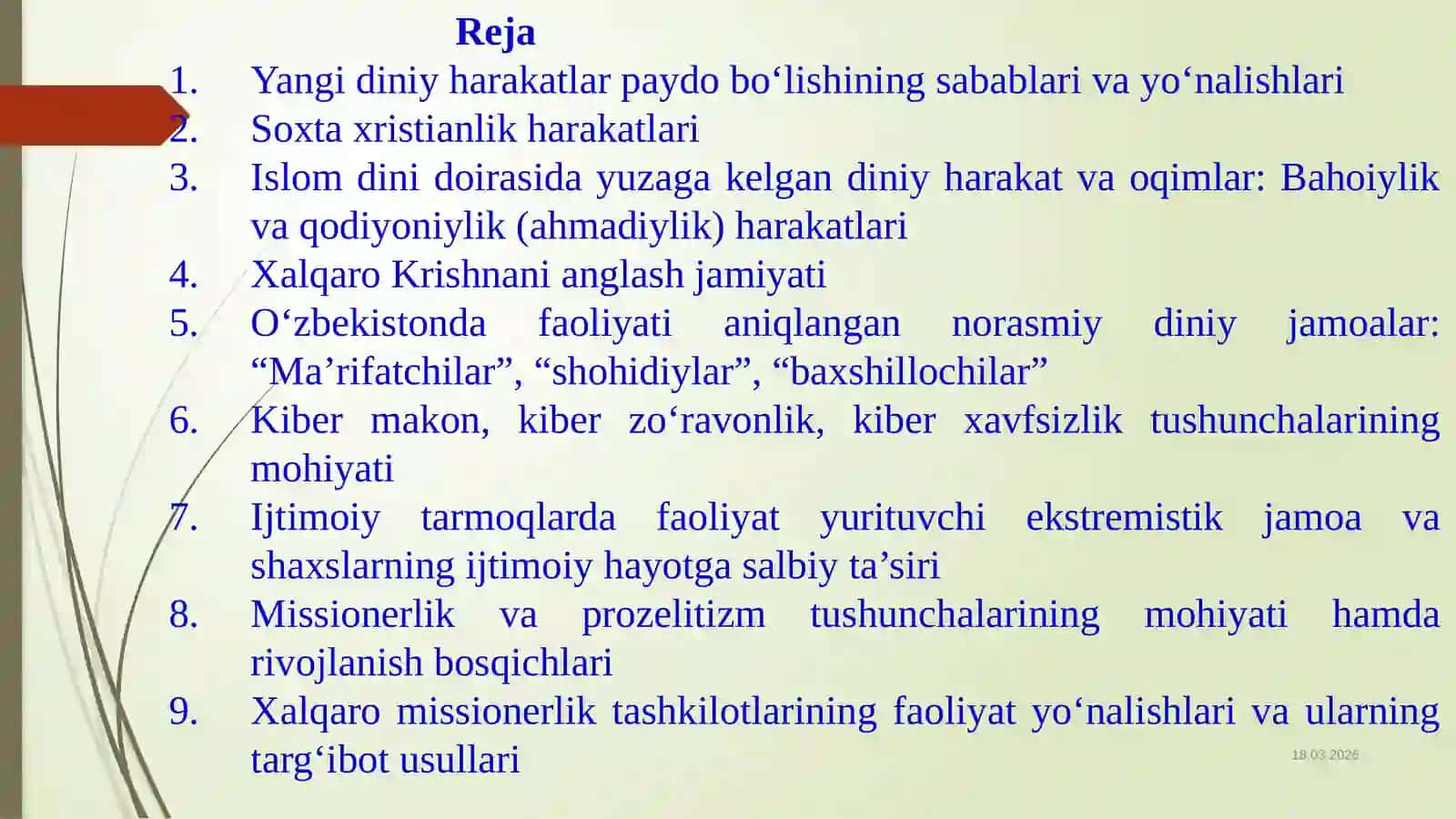 YANGI DINIY TA’LIMOTLAR VA SEKTALAR 2