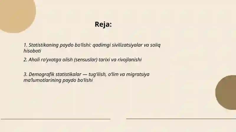 Statistikaning paydo bo'lishi va rivojlanishi 2