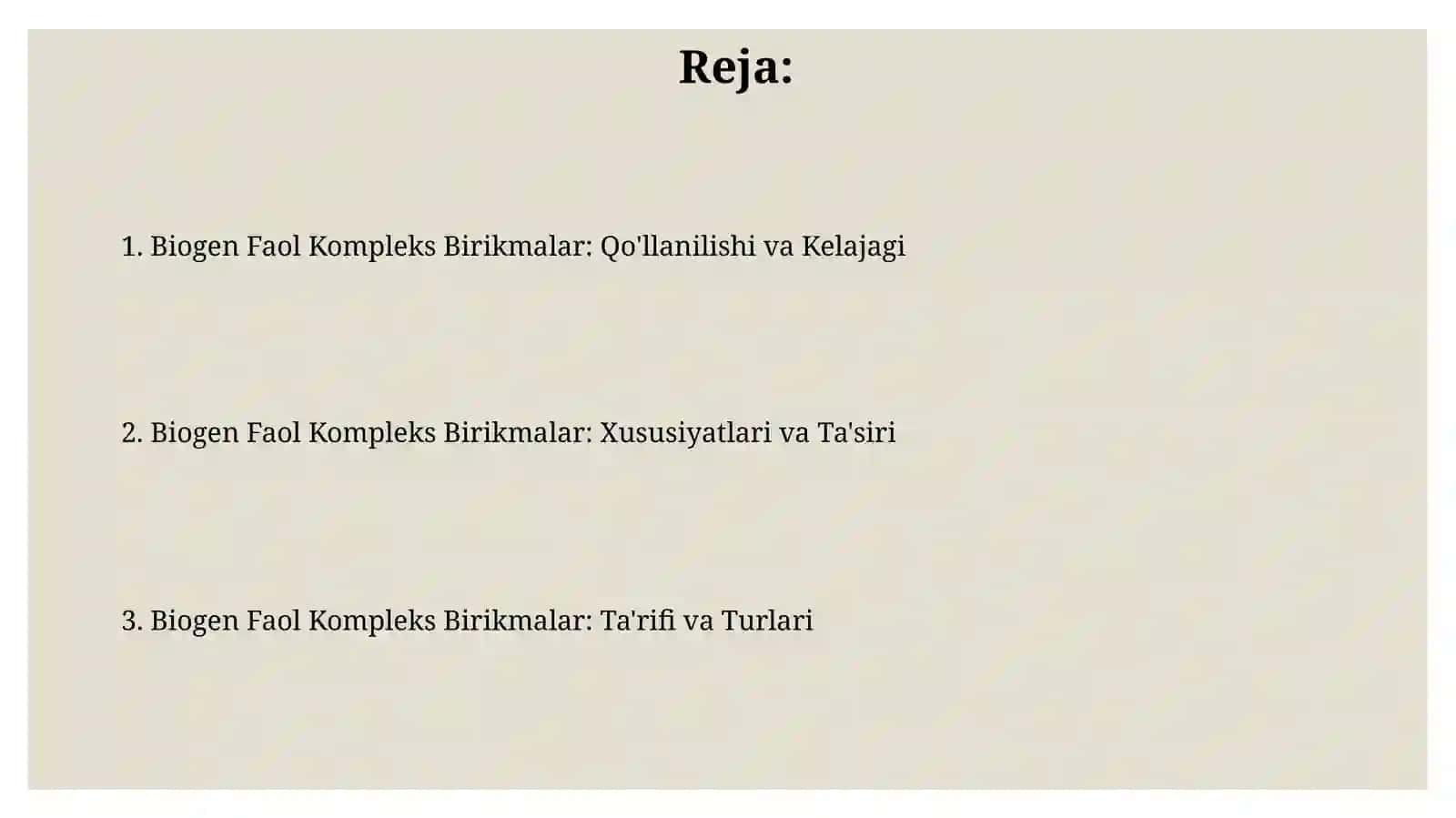 Biogen Faol Kompleks Birikmalar 2
