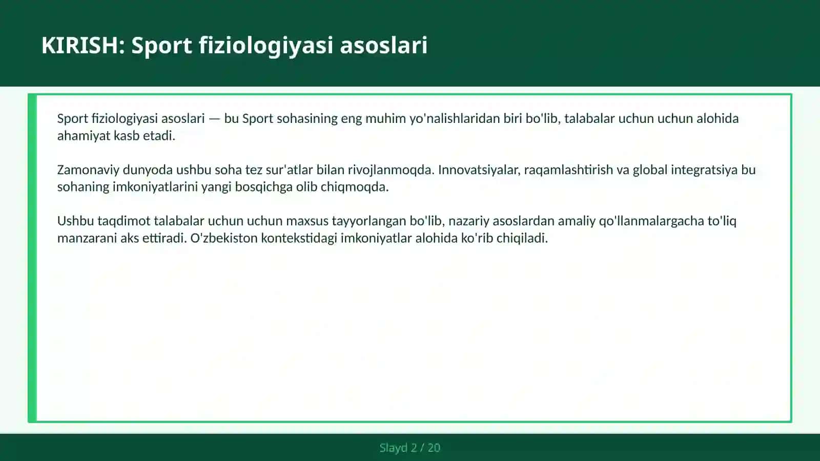 SPORT FIZIOLOGIYASI ASOSLARI 2