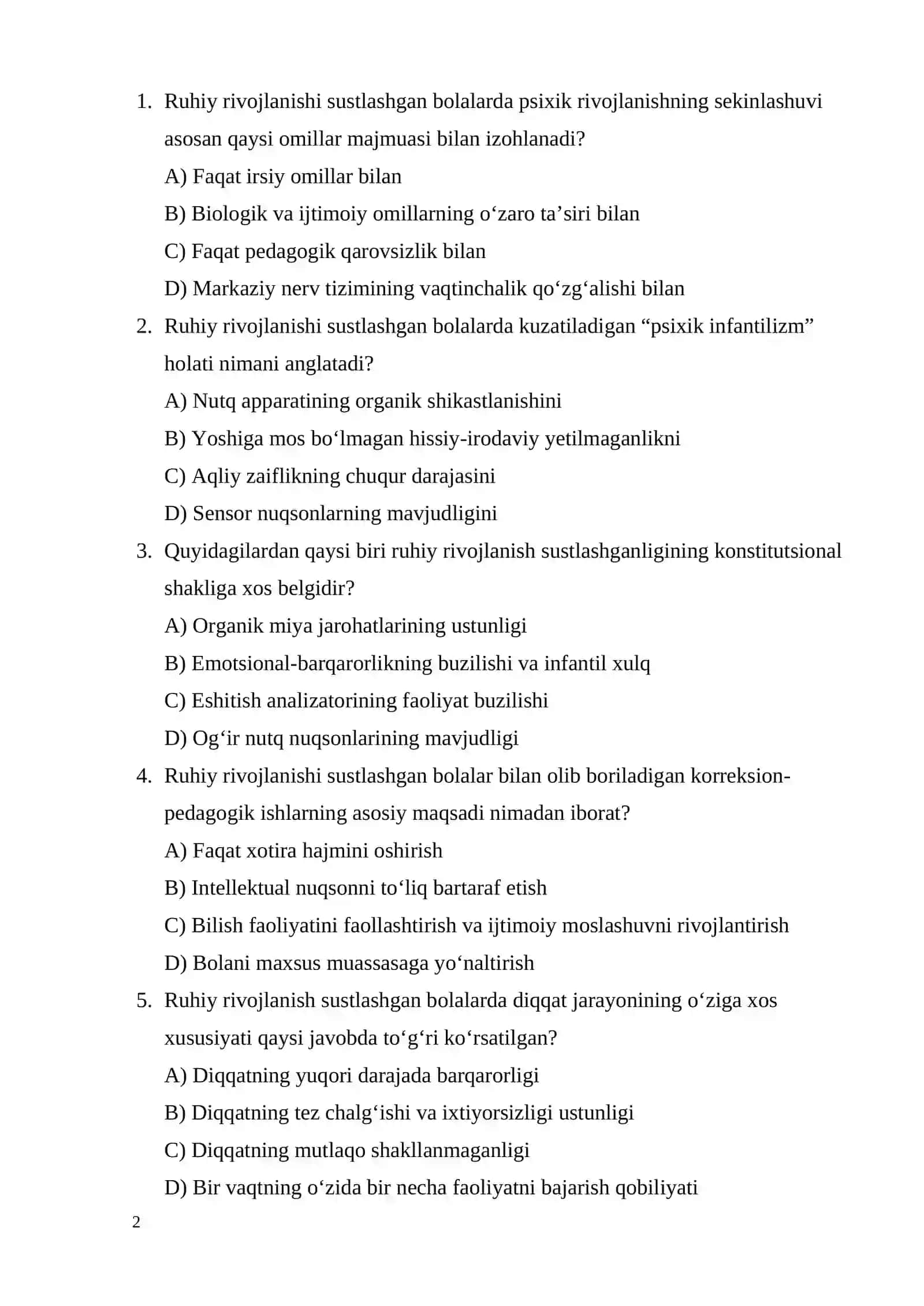 RUHIY RIVOJLANISHI SUSTLASHGAN BOLALAR 2