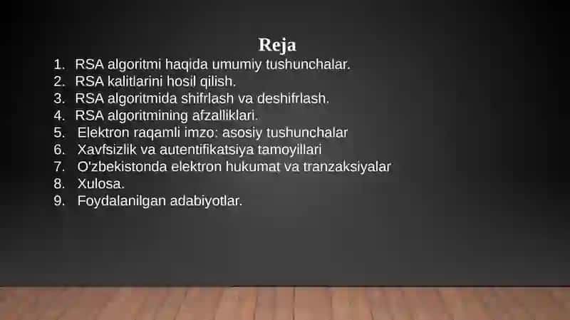 RSA algoritmi. Raqamli imzo 2