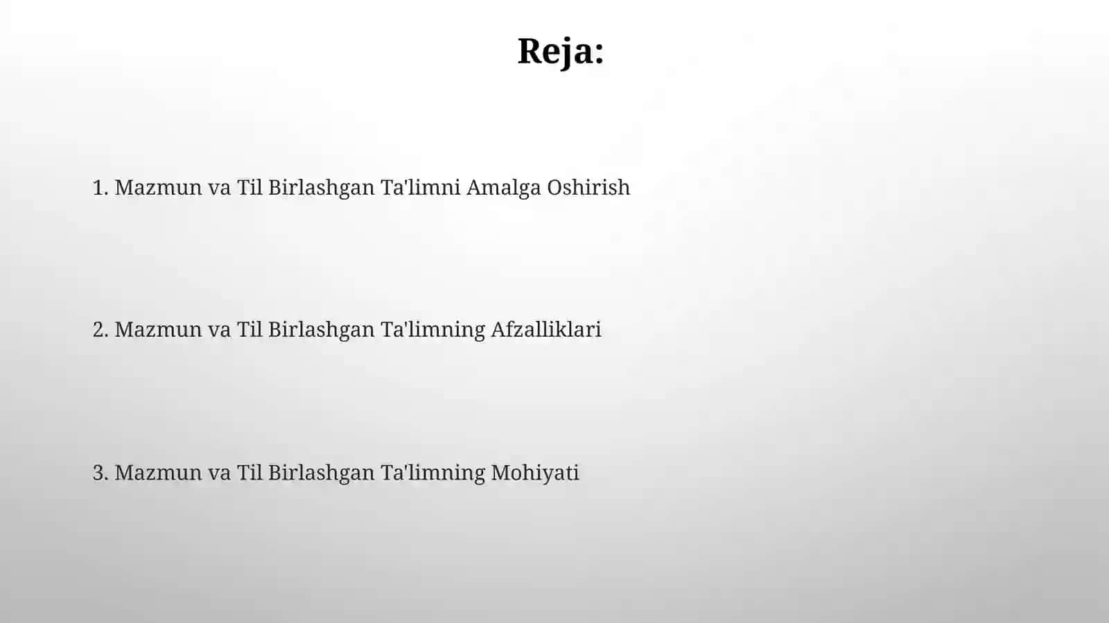 Mazmun va Til Birlashgan Ta'limni Amalga Oshirish 2