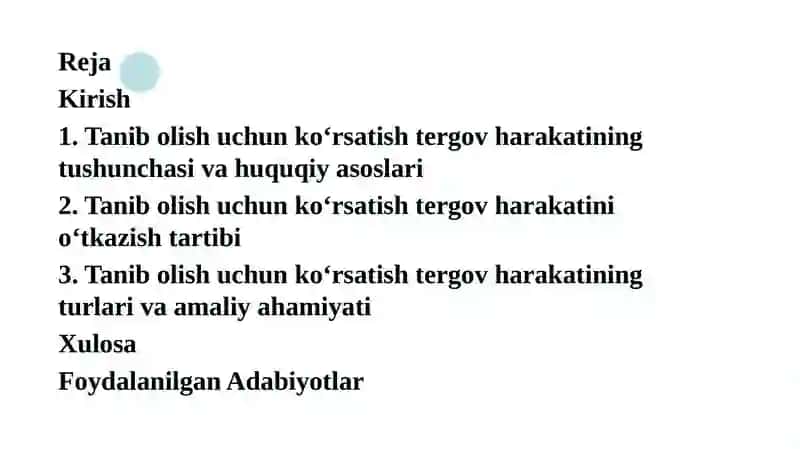 Tanib olish uchun ko'rsatish tergov harakati 2