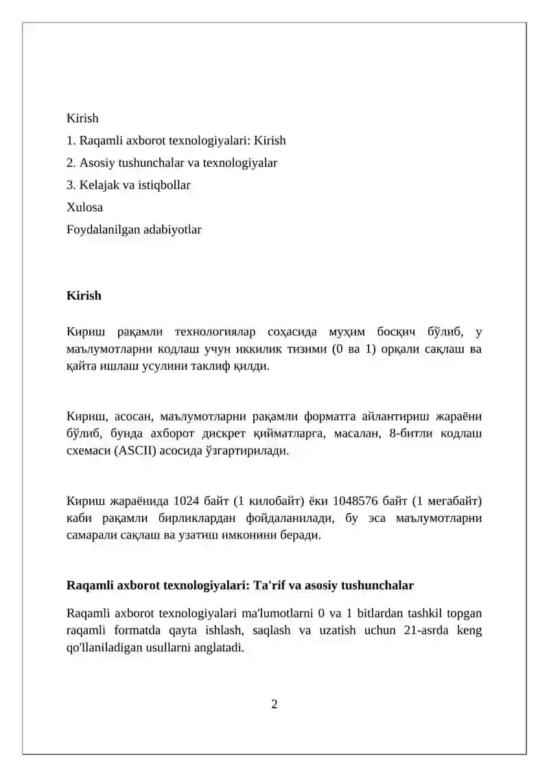 Raqamli axborot texnologiyalari 2