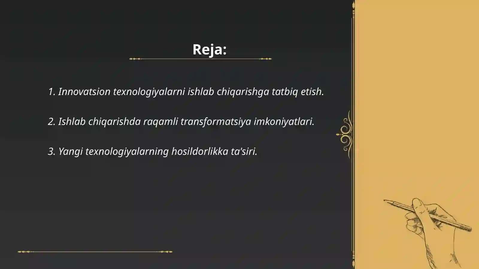 Ishlab chiqarish jarayoniga yangi, samarali texnologiyalarni tatbiq etish zarurati va istiqbollari 2
